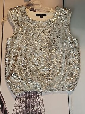 Stunning Marc New York Silver Sequin Sleeveless Tank